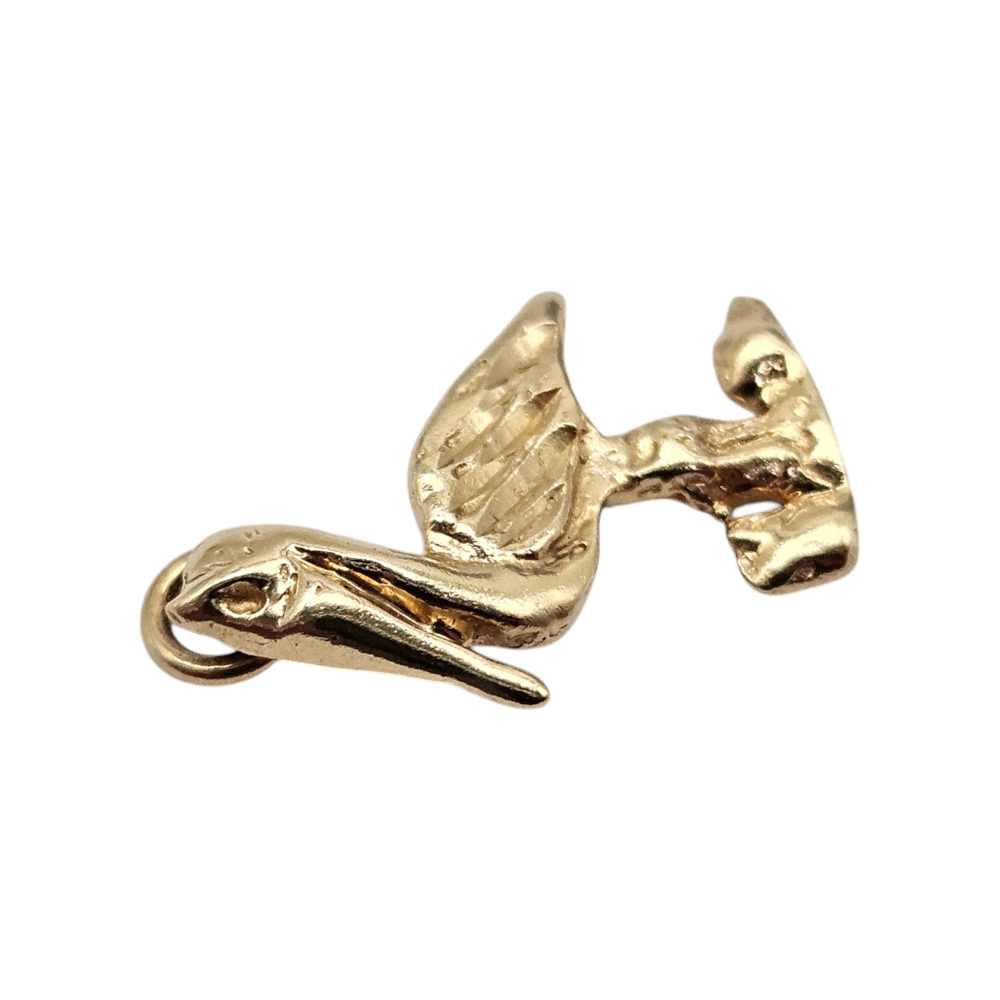 14ct Yellow Gold Stork Charm L 1.9 cm 1.3 g.