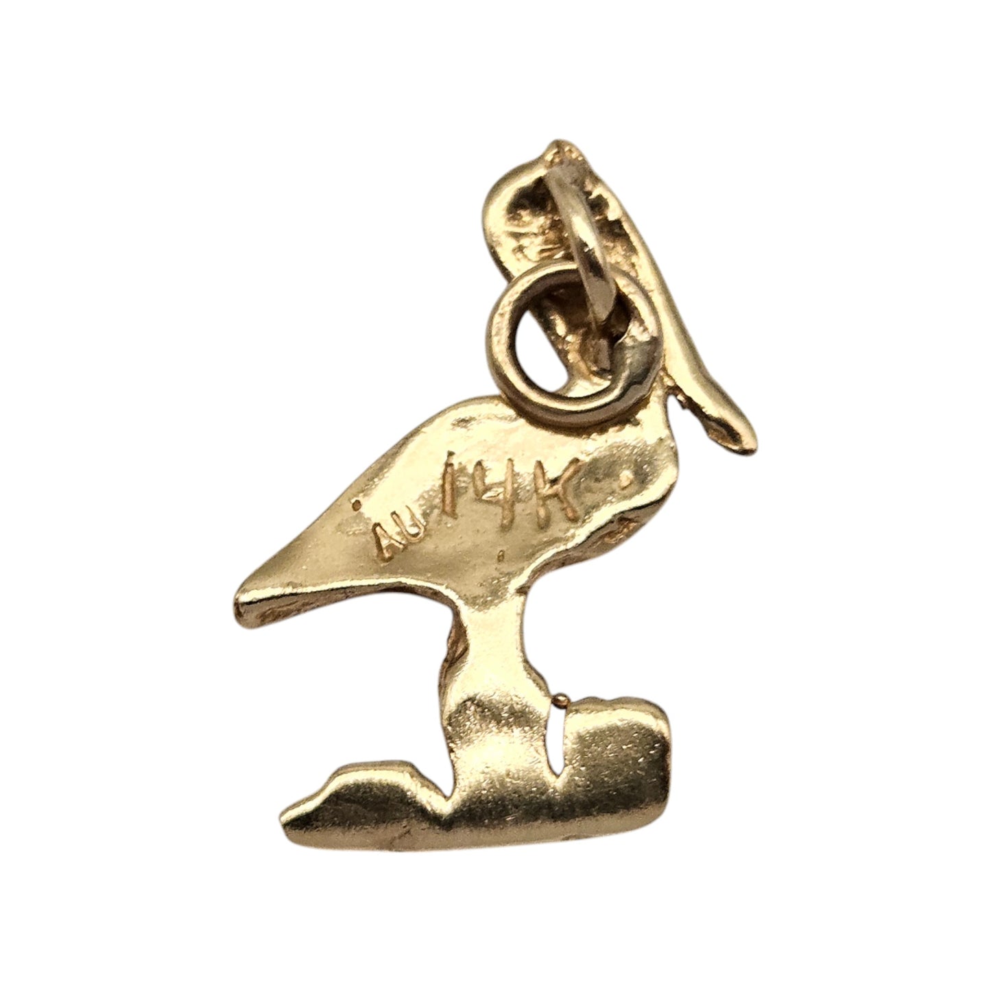 14ct Yellow Gold Stork Charm L 1.9 cm 1.3 g.
