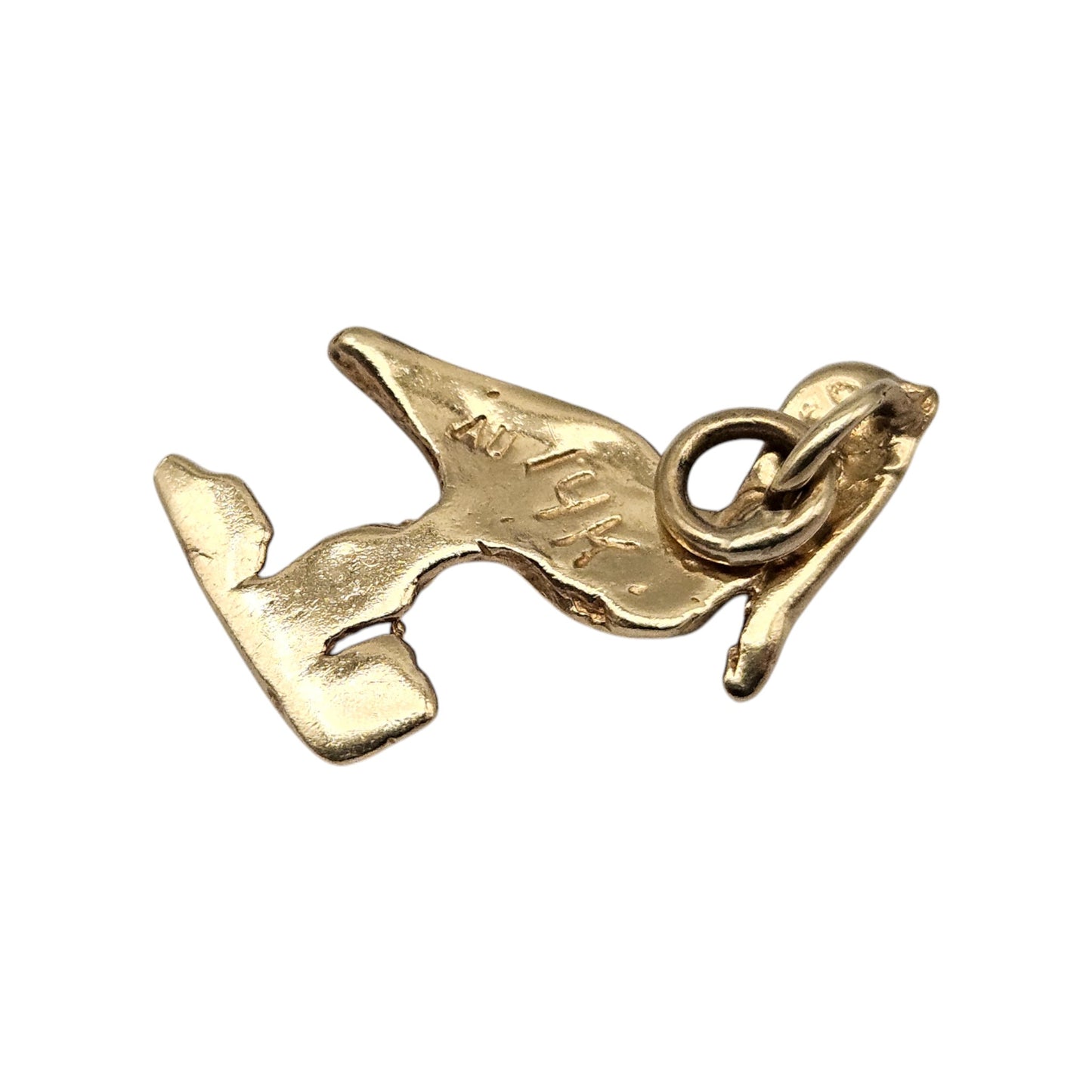 14ct Yellow Gold Stork Charm L 1.9 cm 1.3 g.