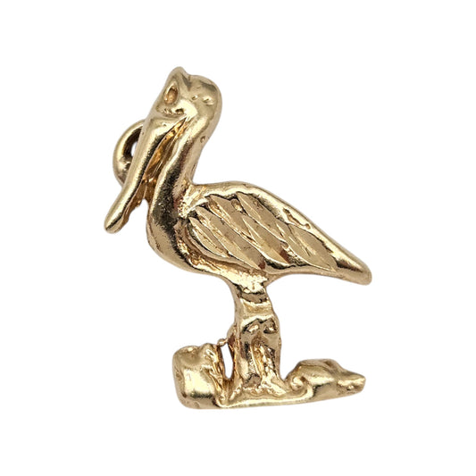 14ct Yellow Gold Stork Charm L 1.9 cm 1.3 g.