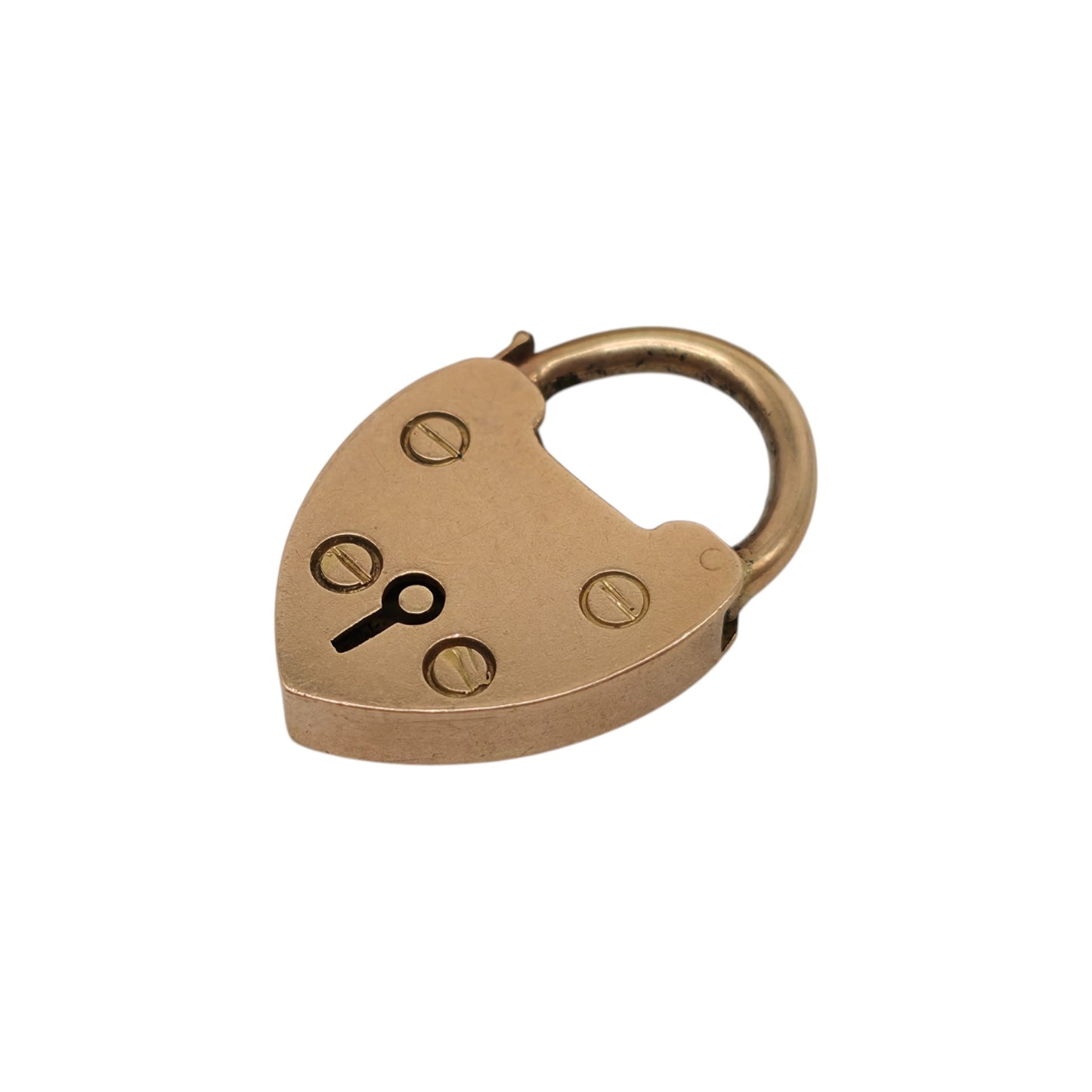 Antique 15ct Rose Gold Heart Shaped Padlock c.1900 L 2.1 cm 3.2 g.