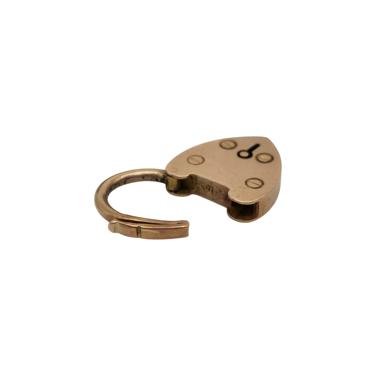 Antique 15ct Rose Gold Heart Shaped Padlock c.1900 L 2.1 cm 3.2 g.