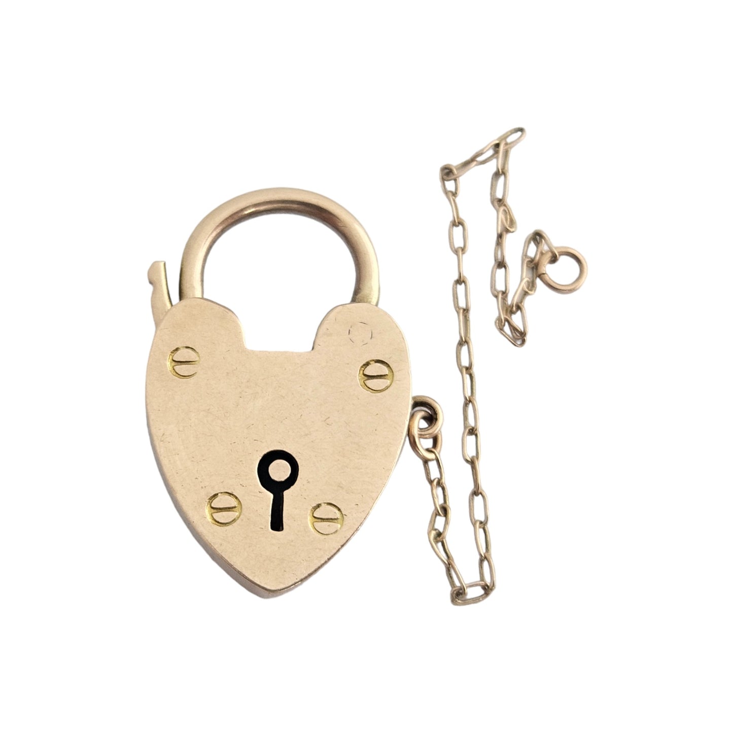 Antique 15ct Rose Gold Heart Shaped Padlock Clasp c.1900 L 2.5 cm 5.3 g