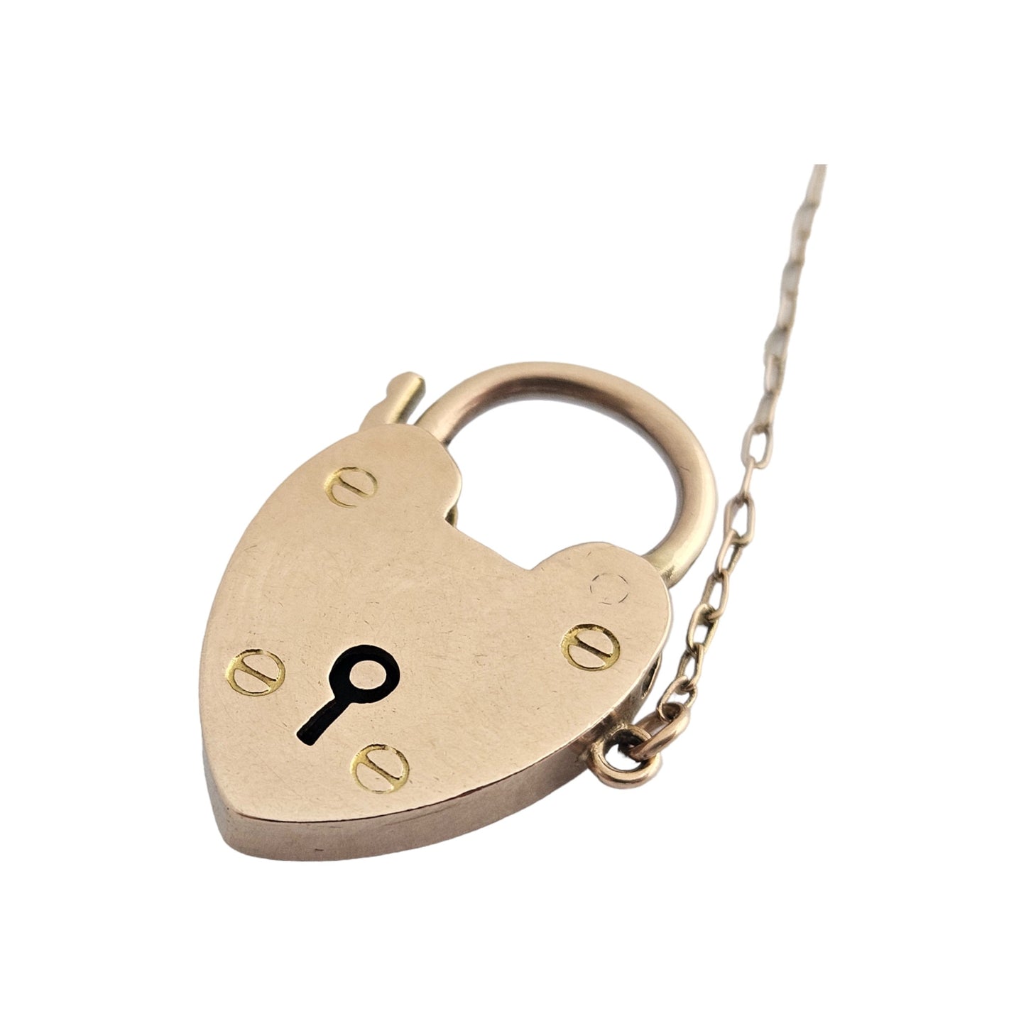 Antique 15ct Rose Gold Heart Shaped Padlock Clasp c.1900 L 2.5 cm 5.3 g