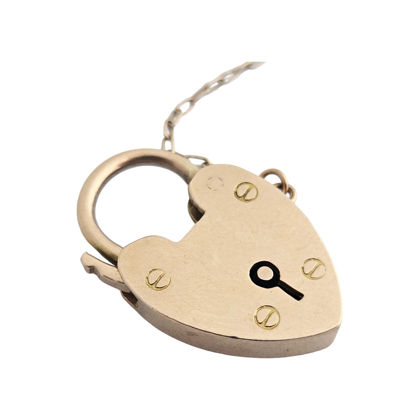 Antique 15ct Rose Gold Heart Shaped Padlock Clasp c.1900 L 2.5 cm 5.3 g