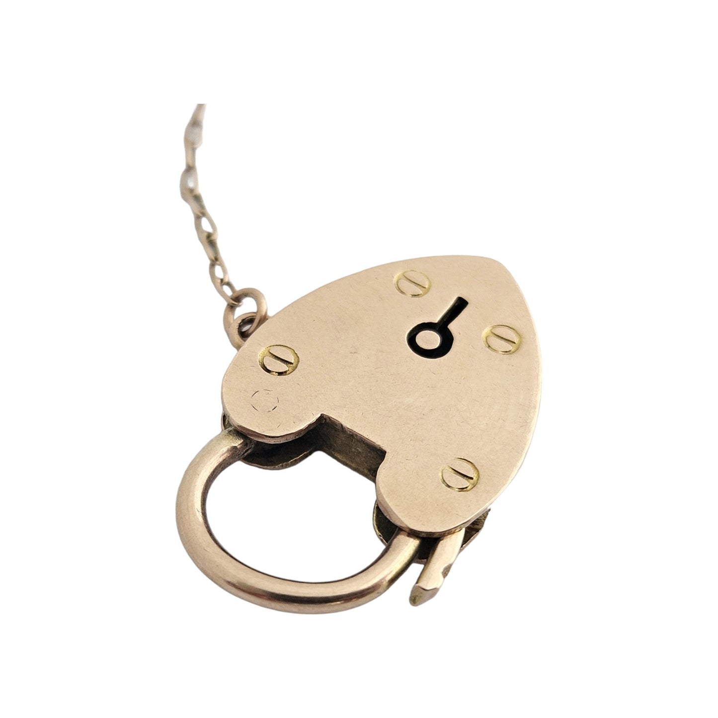 Antique 15ct Rose Gold Heart Shaped Padlock Clasp c.1900 L 2.5 cm 5.3 g