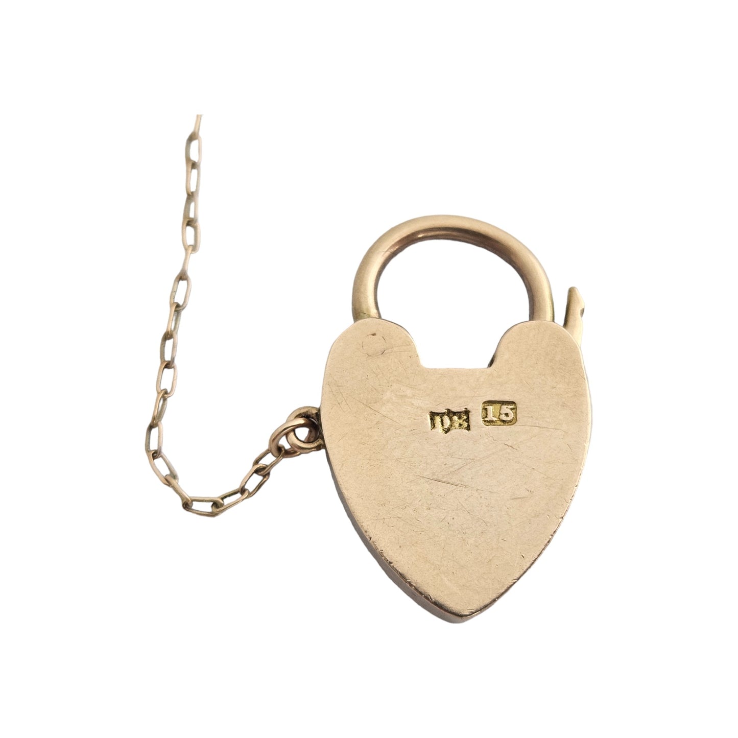 Antique 15ct Rose Gold Heart Shaped Padlock Clasp c.1900 L 2.5 cm 5.3 g