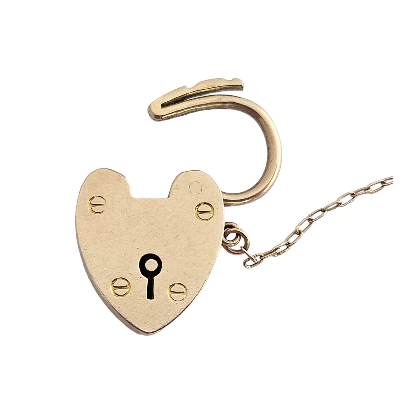 Antique 15ct Rose Gold Heart Shaped Padlock Clasp c.1900 L 2.5 cm 5.3 g