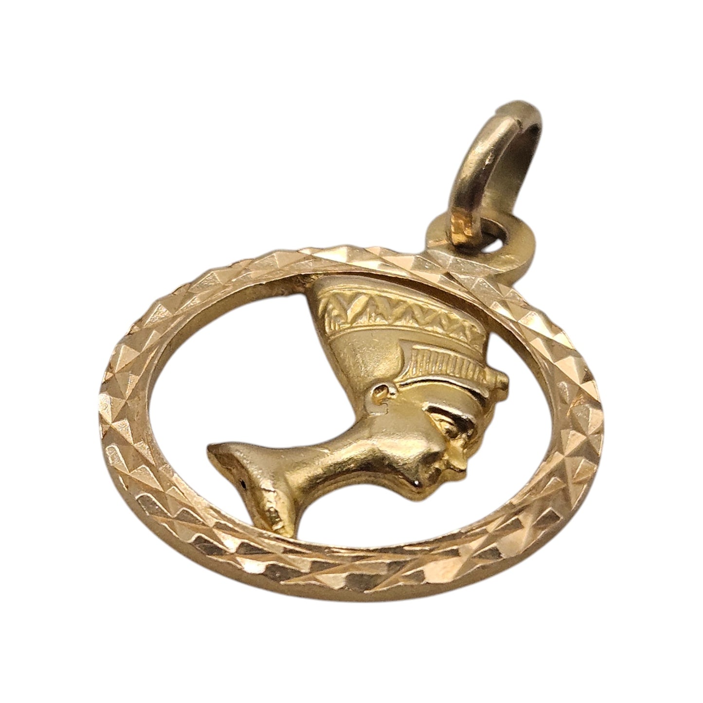 17ct Yellow Gold Nefertiti Pendant L 1.8 cm 2.4 g.