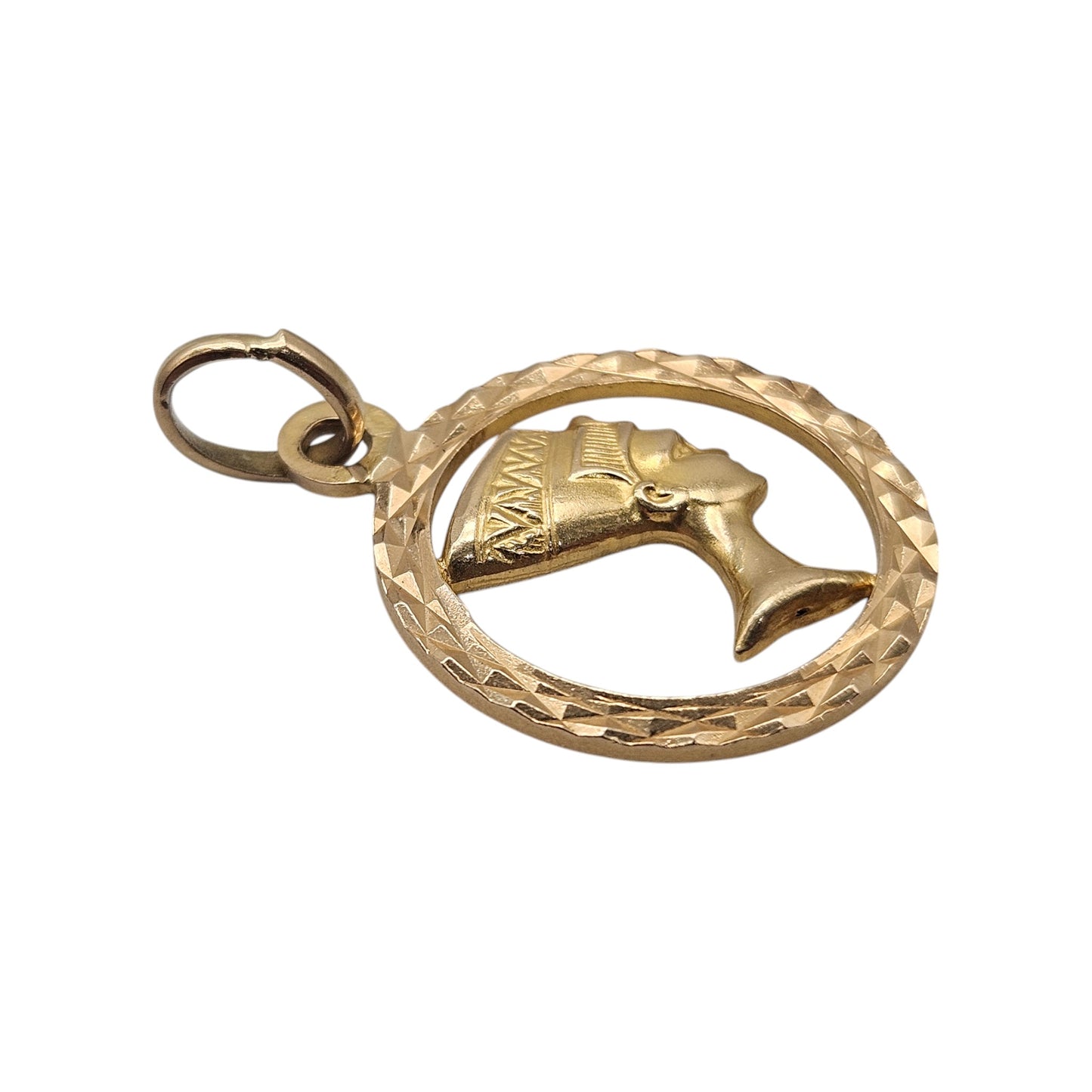 17ct Yellow Gold Nefertiti Pendant L 1.8 cm 2.4 g.