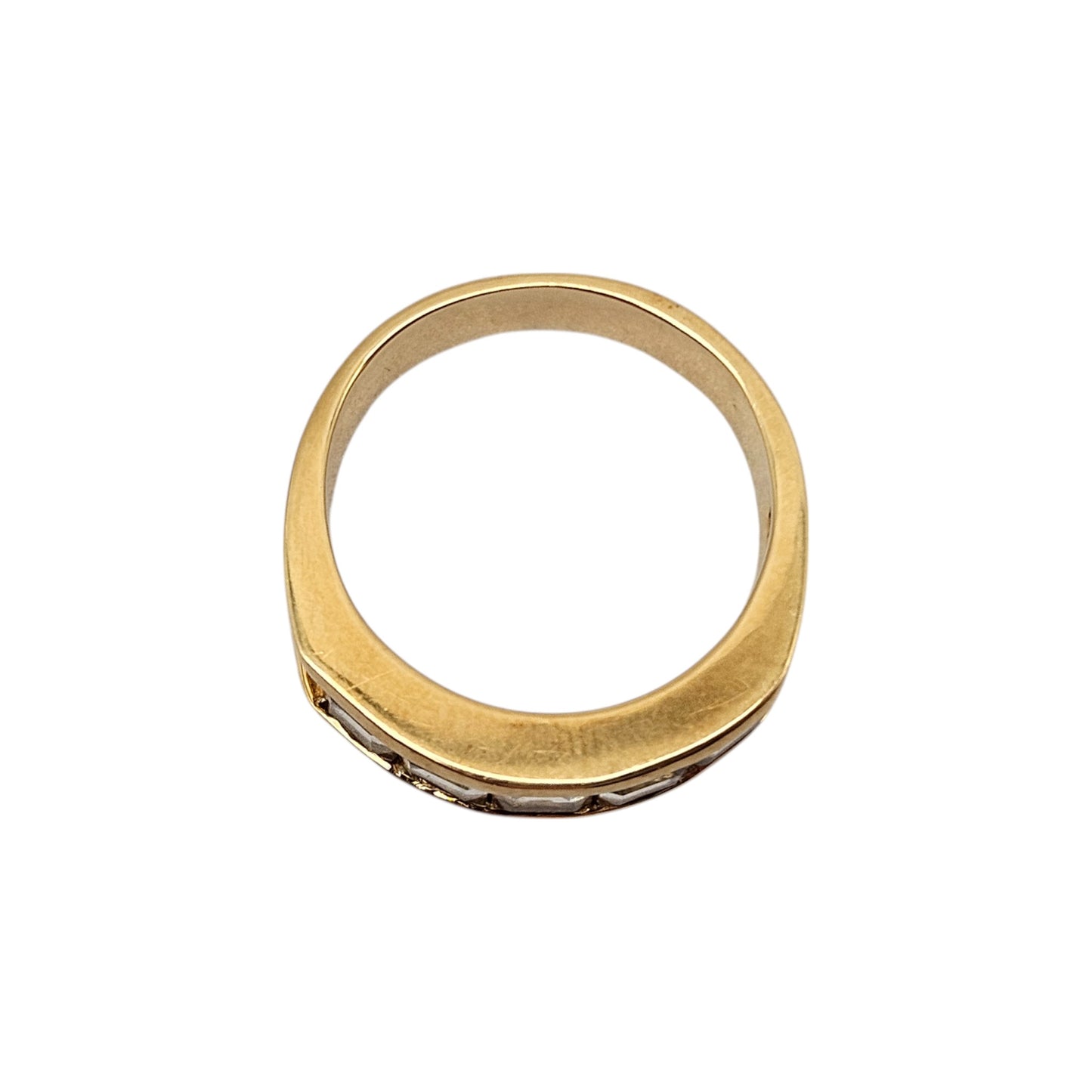 18ct Yellow Gold Aquamarine Ring Size O 6.8 g.