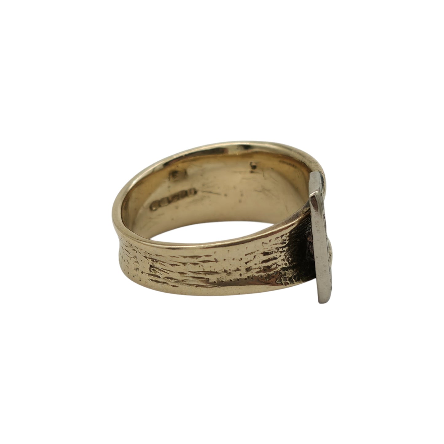 18ct 750 Yellow Gold Buckle Ring With Diamonds 1971 Size N 1/2 5.7 g.