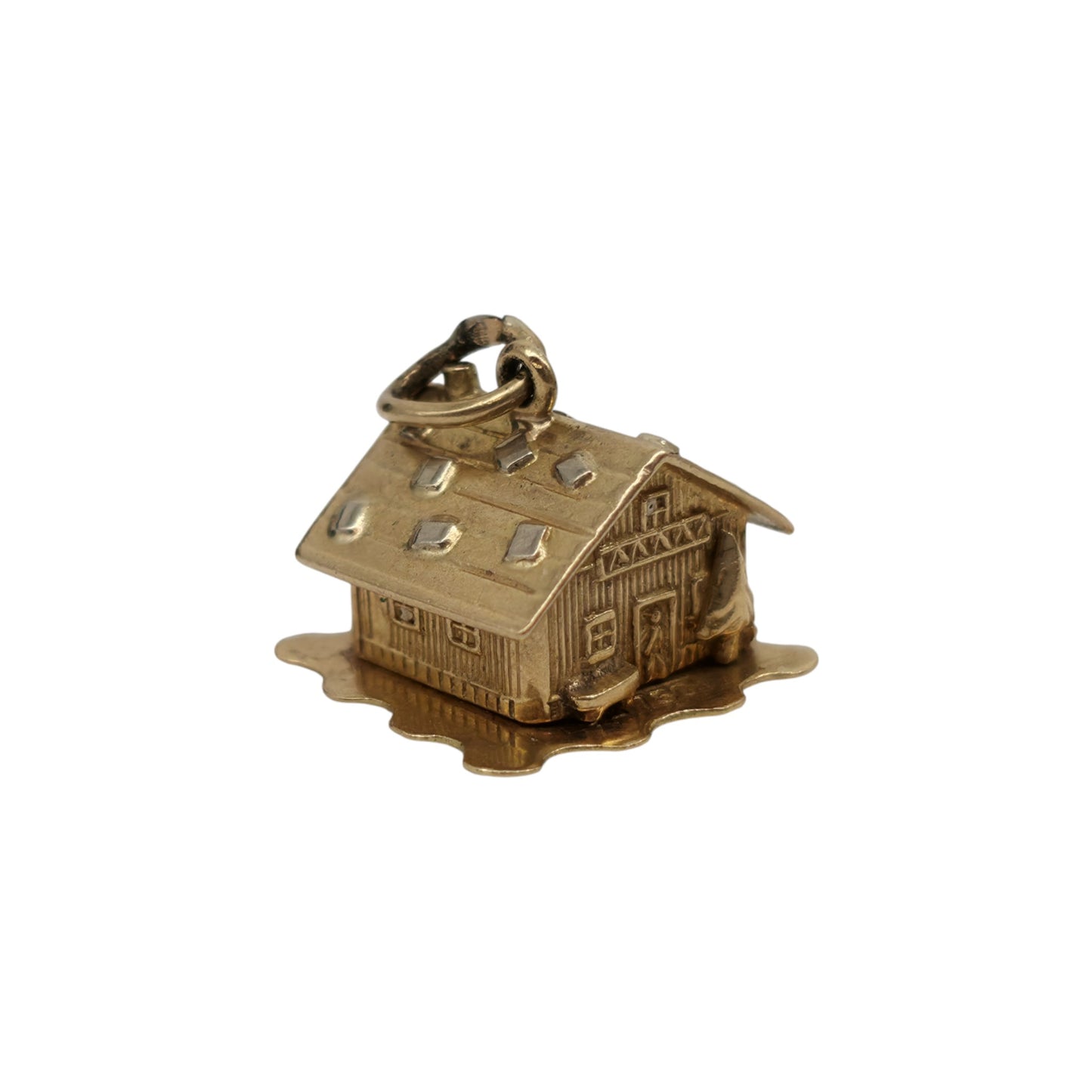 18ct 750 Yellow Gold & Enamel Chalet Opening Charm L 1.2 cm 3.1 g.