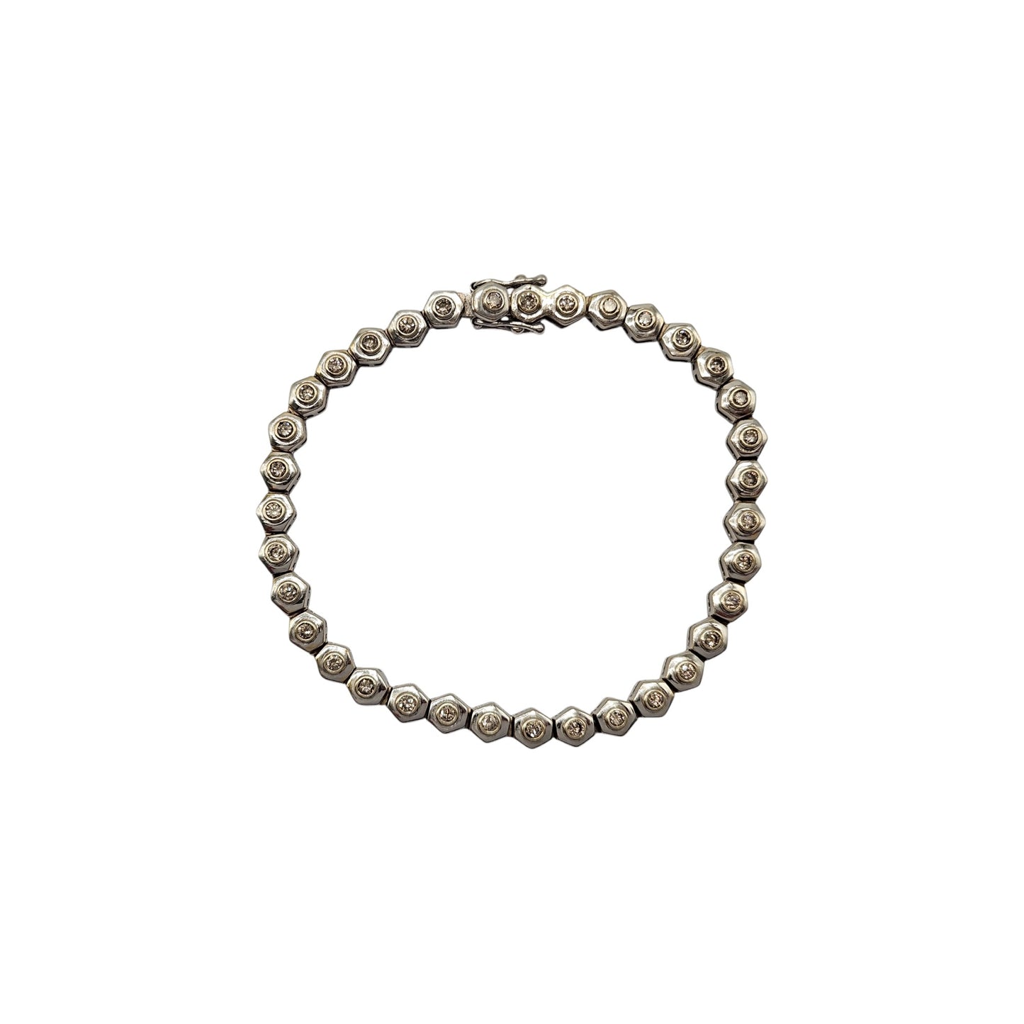 Ladies 18ct 750 White Gold Diamond Bracelet L 18.7 cm 23.3 g.
