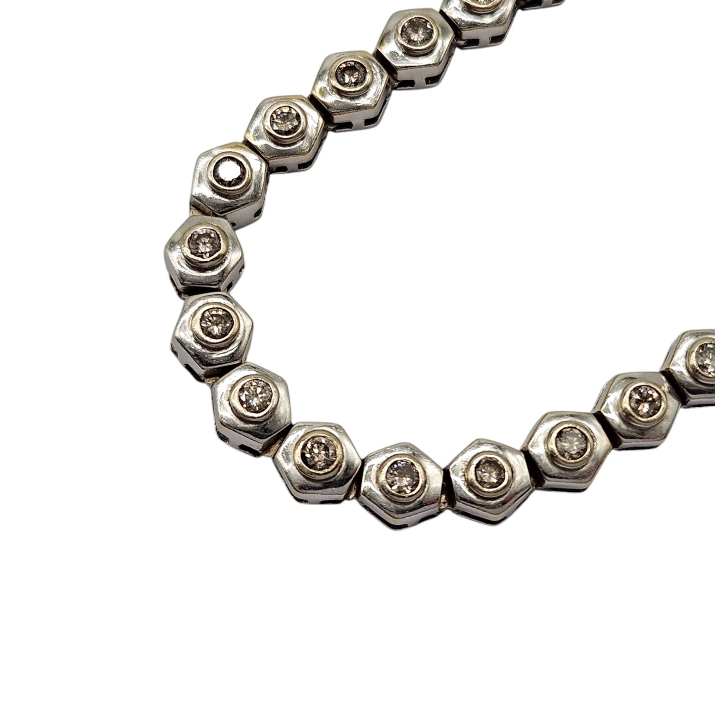 Ladies 18ct 750 White Gold Diamond Bracelet L 18.7 cm 23.3 g.