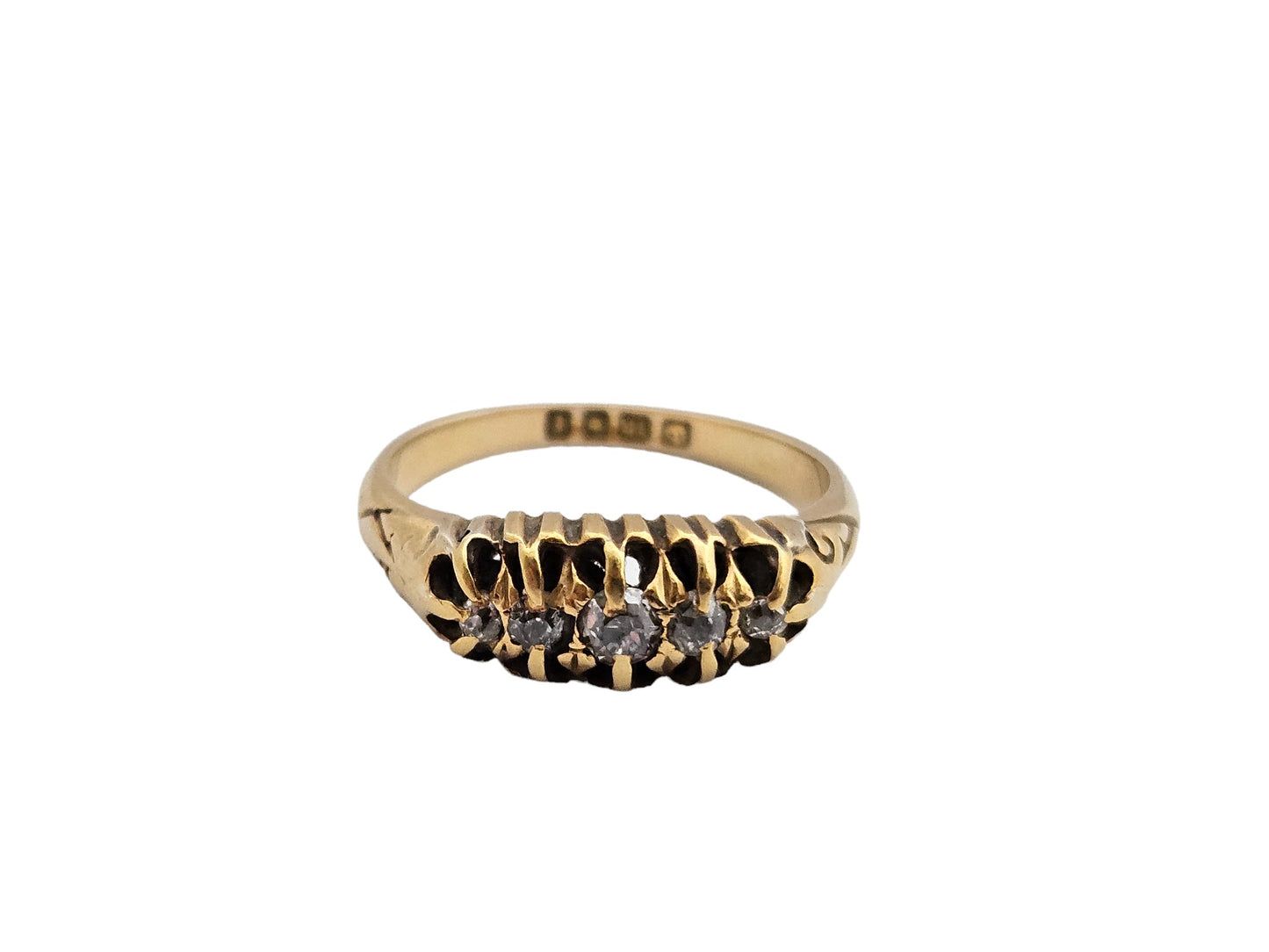 Antique 18ct 750 Yellow Gold Five-Stone Diamond Ring 1921 3.7 g.