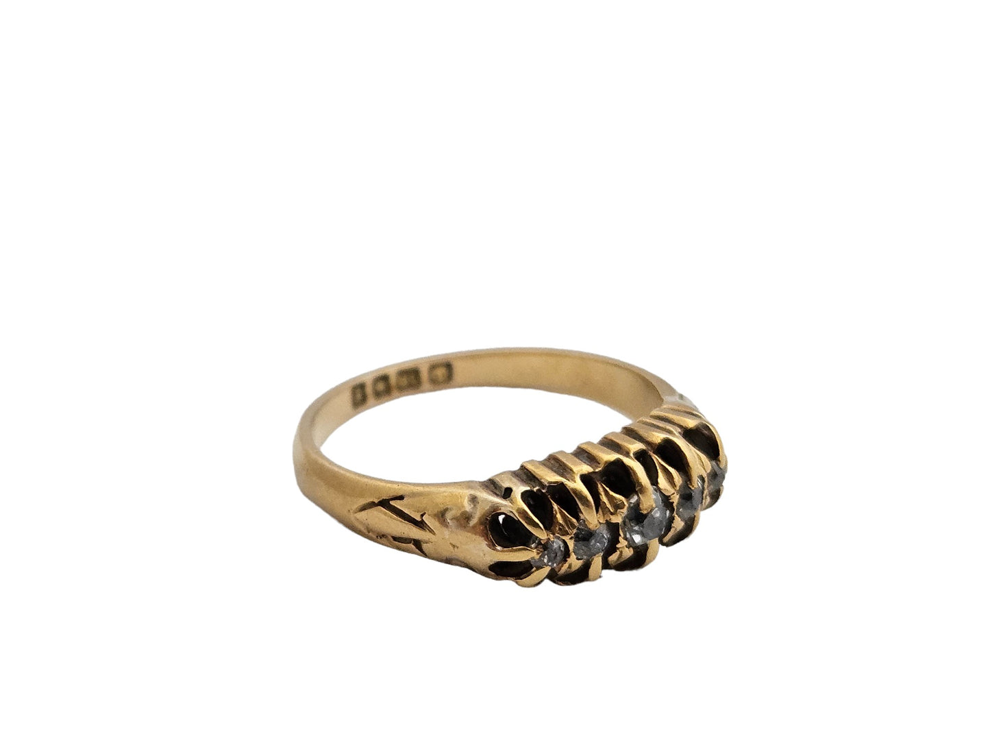 Antique 18ct 750 Yellow Gold Five-Stone Diamond Ring 1921 3.7 g.