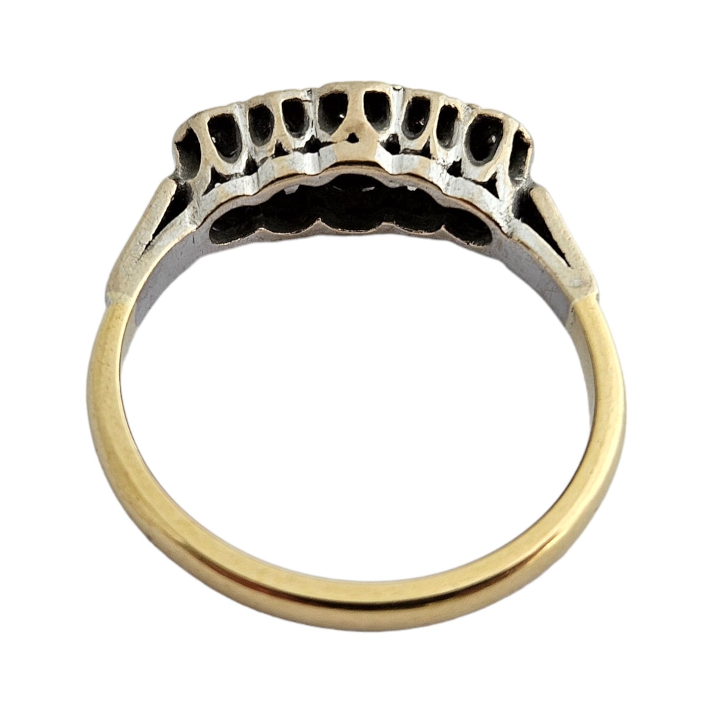 18ct Gold Two Row Diamond Ring Size N 1/2 3.8 g