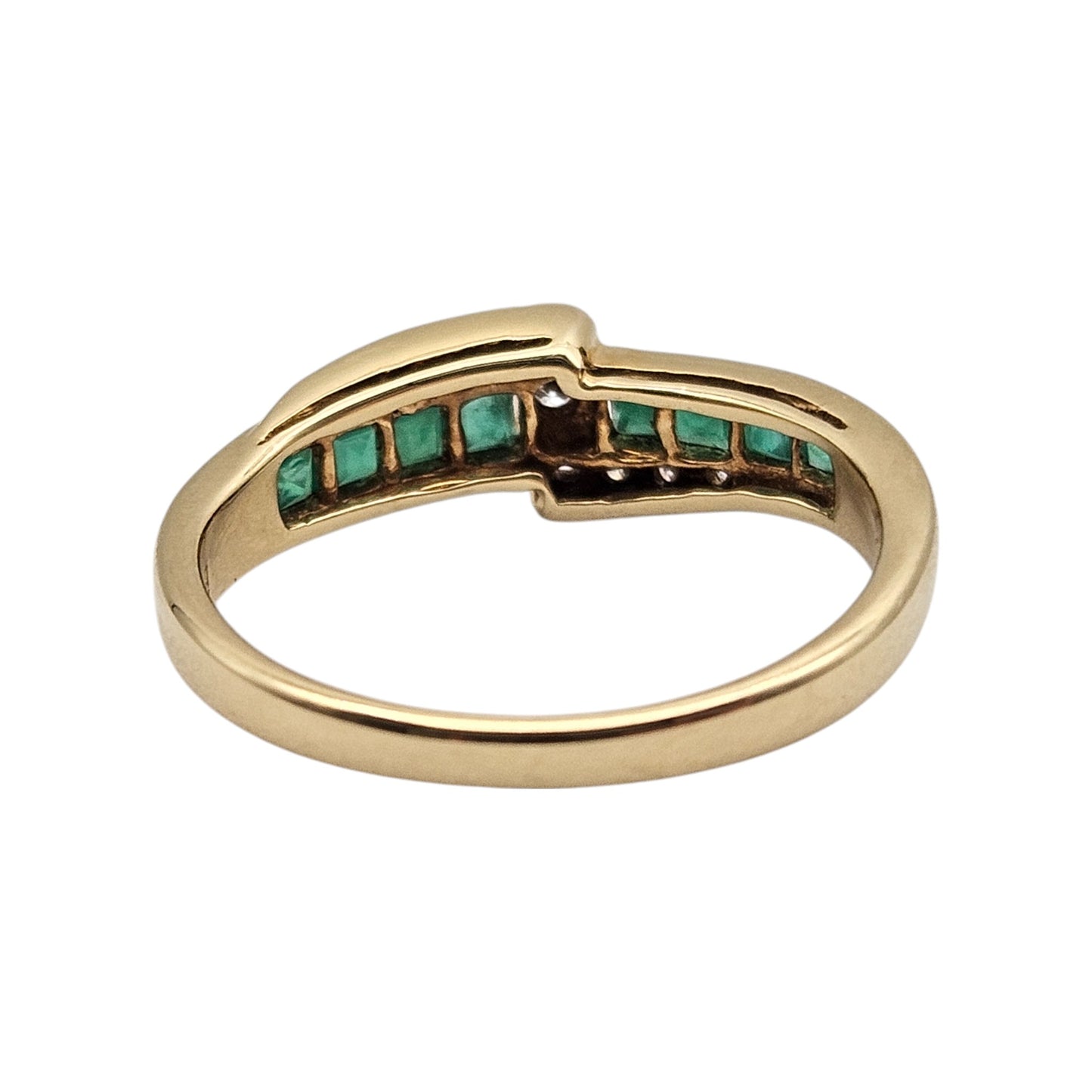 18ct 750 Yellow Gold Emeralds & Diamonds Ring 1998 Size K 1/2 2.8 g