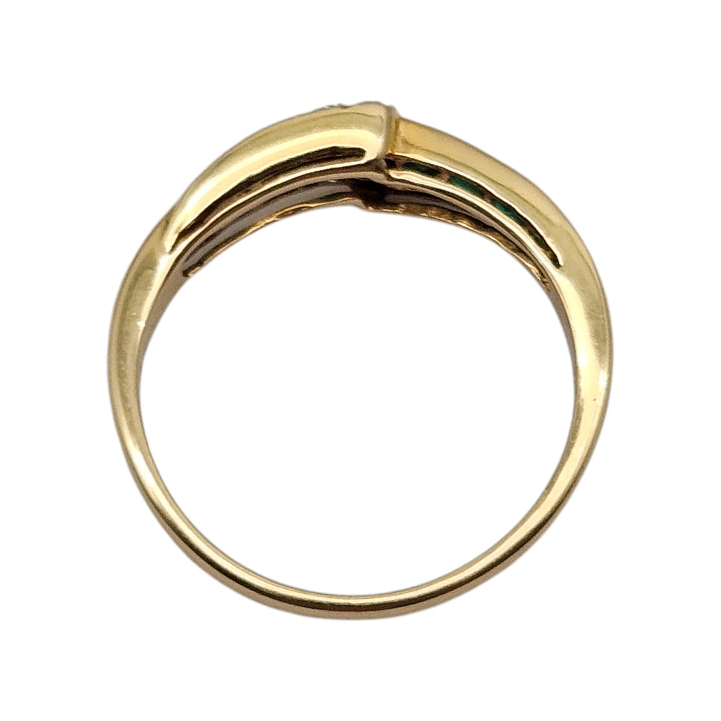 18ct 750 Yellow Gold Emeralds & Diamonds Ring 1998 Size K 1/2 2.8 g