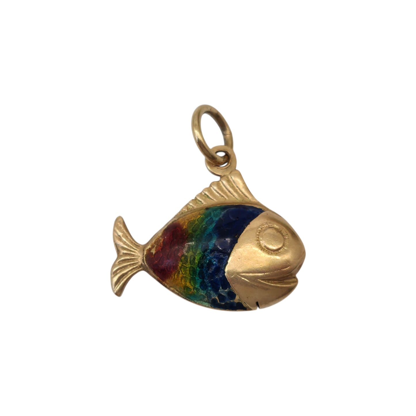 18ct Yellow Gold & Enamel Fish Charm L 2.0 cm 2.1 g.