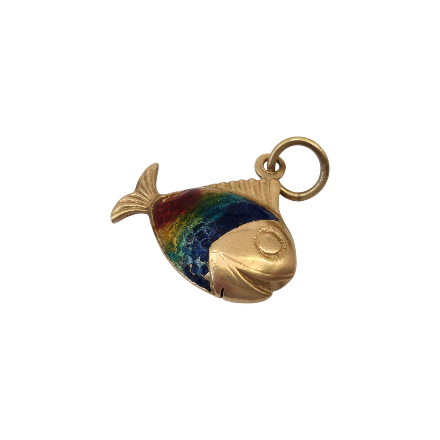 18ct Yellow Gold & Enamel Fish Charm L 2.0 cm 2.1 g.