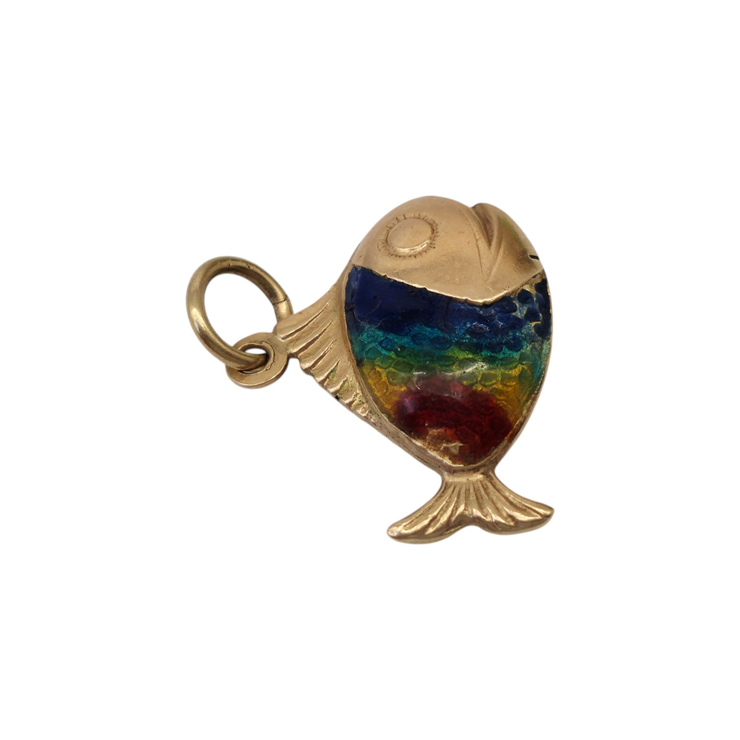 18ct Yellow Gold & Enamel Fish Charm L 2.0 cm 2.1 g.