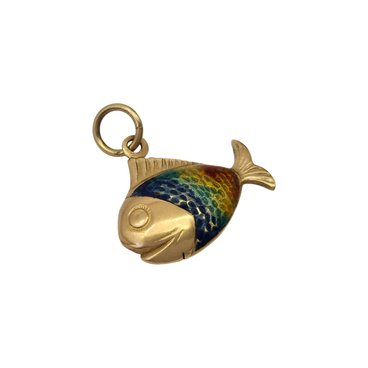 18ct Yellow Gold & Enamel Fish Charm L 2.0 cm 2.1 g.