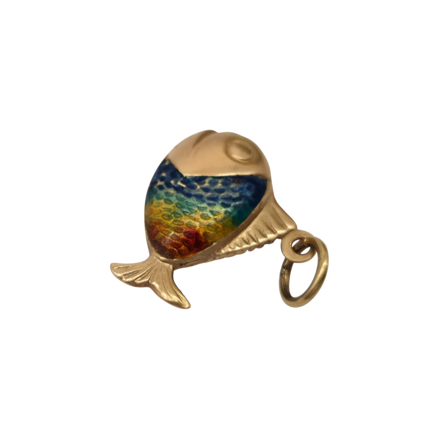 18ct Yellow Gold & Enamel Fish Charm L 2.0 cm 2.1 g.