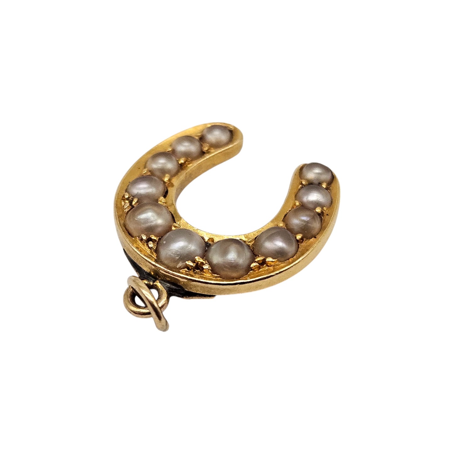 Antique 18ct Yellow Gold & Pearls Horseshoe Charm c.1900 L 1.3 cm 1.7 g.
