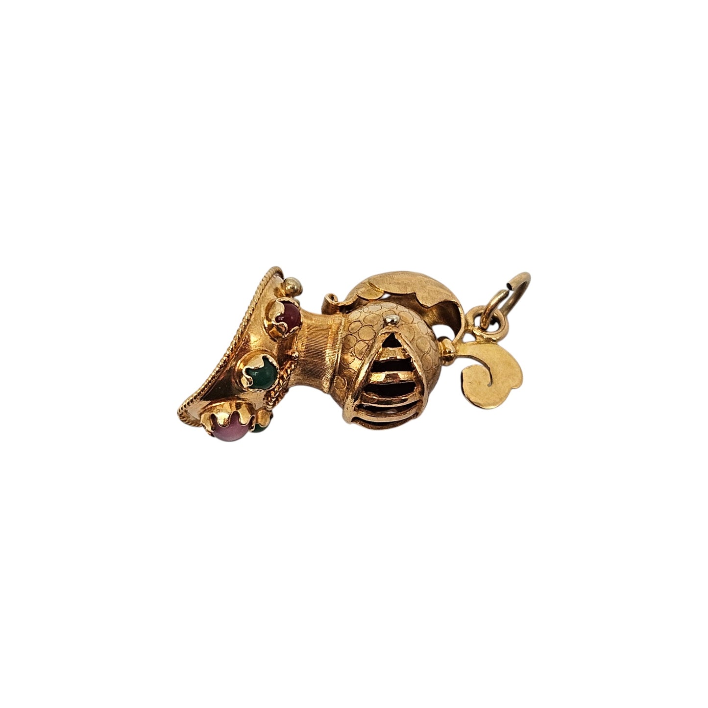 Heavy 18ct Yellow Gold Knight's Helmet Charm L 3.2 cm 6.1 g.