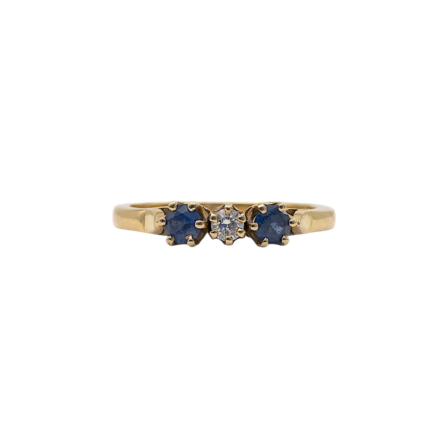 18ct yellow gold three stone Sapphire & Diamond Ring