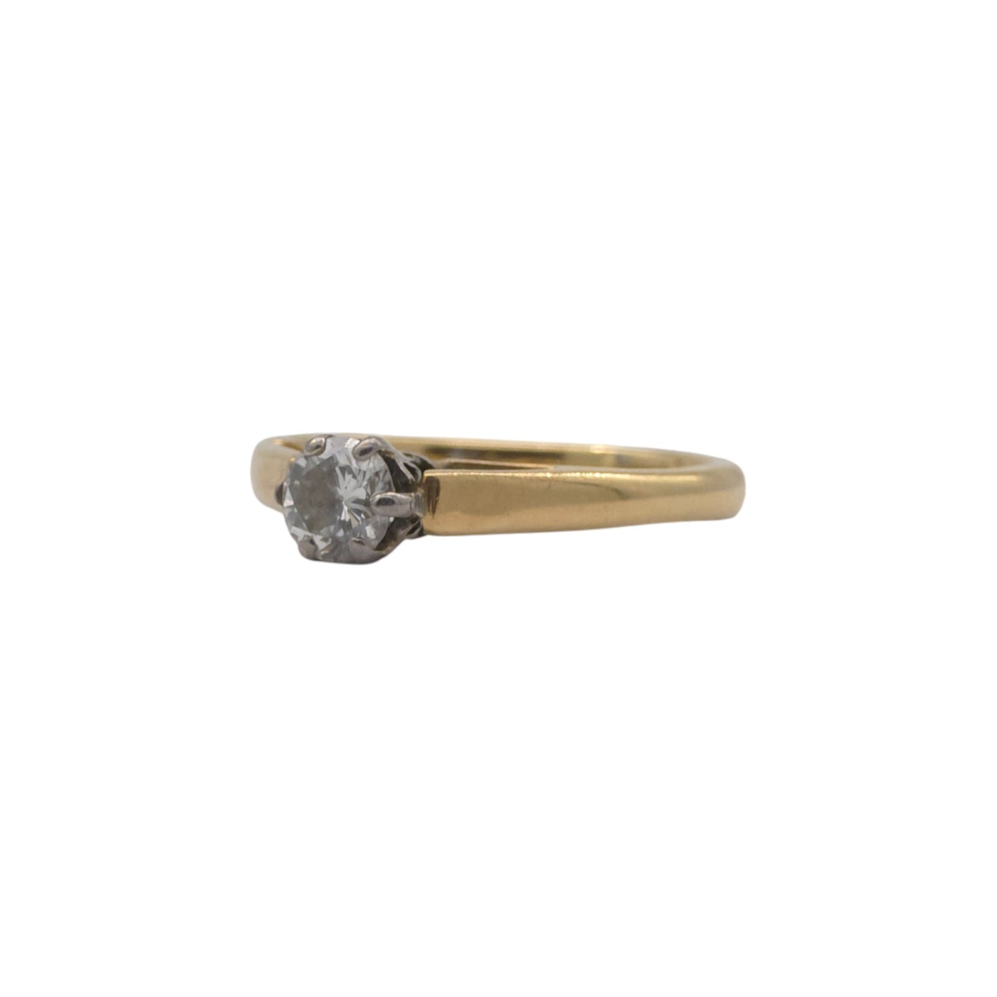 18ct 750 Yellow Gold Solitaire Diamond Ring 1983 Size H 2.0 g.