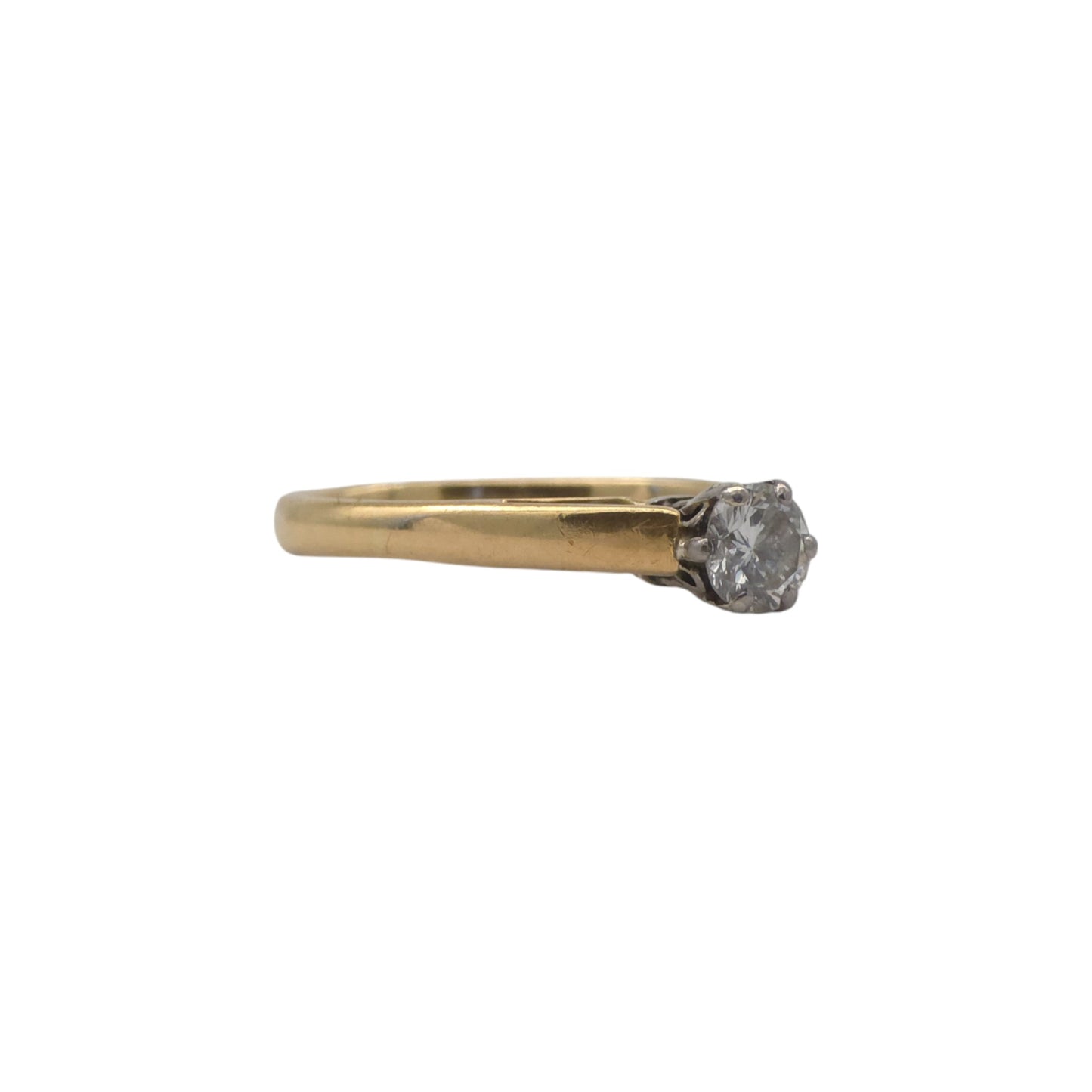 18ct 750 Yellow Gold Solitaire Diamond Ring 1983 Size H 2.0 g.