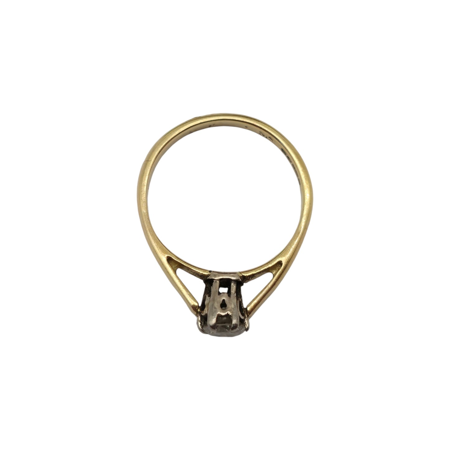18ct 750 Yellow Gold Solitaire Diamond Ring 1983 Size H 2.0 g.
