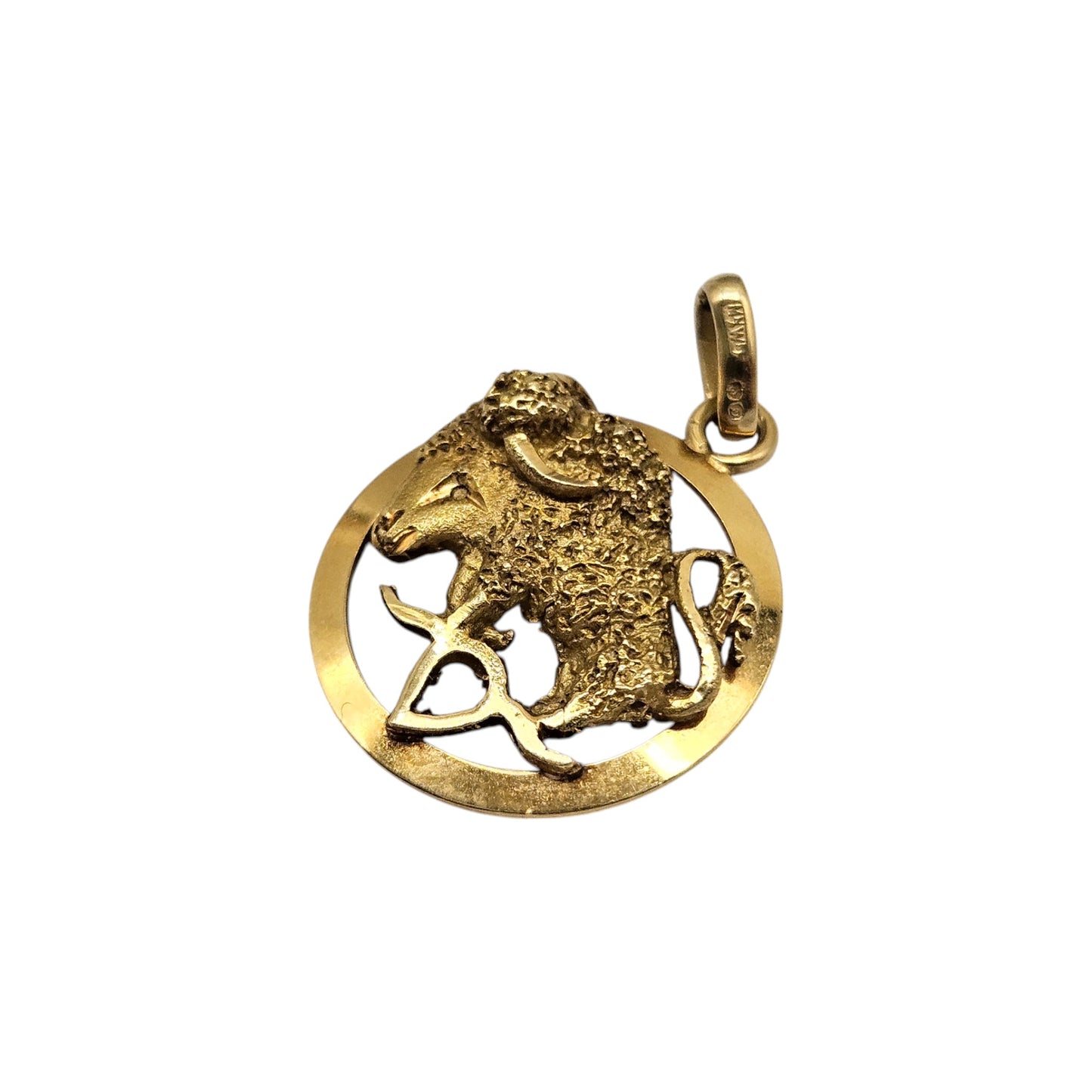 18ct 750 Yellow Gold Taurus Zodiac Pendant c.1978 L 1.7 cm 3.2 g.