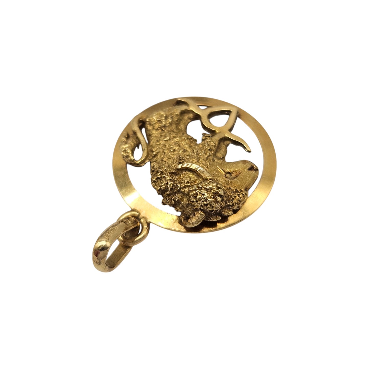 18ct 750 Yellow Gold Taurus Zodiac Pendant c.1978 L 1.7 cm 3.2 g.
