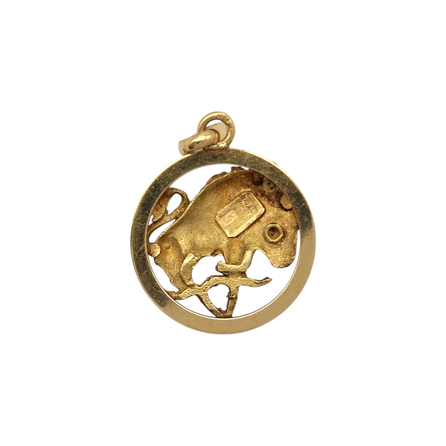18ct 750 Yellow Gold Taurus Zodiac Pendant c.1978 L 1.7 cm 3.2 g.