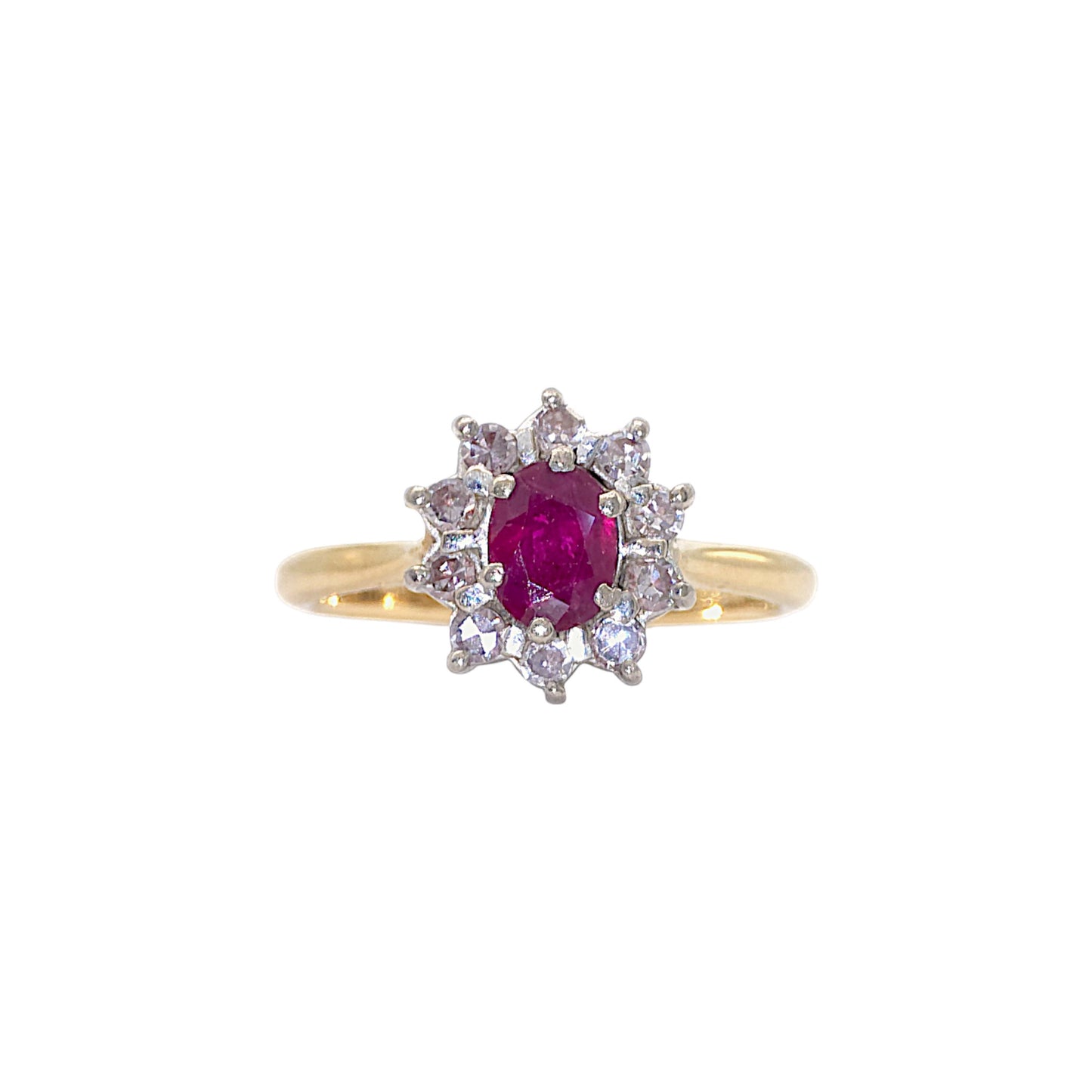18ct yellow gold Ruby & Diamond Cluster Ring