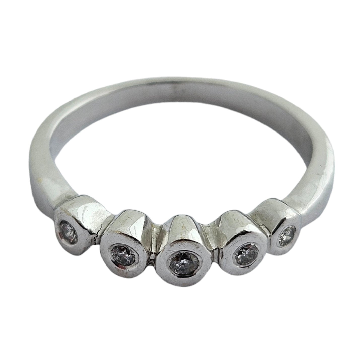 18ct 750 White Gold Five Stone Diamond Ring Size K 2.8 g