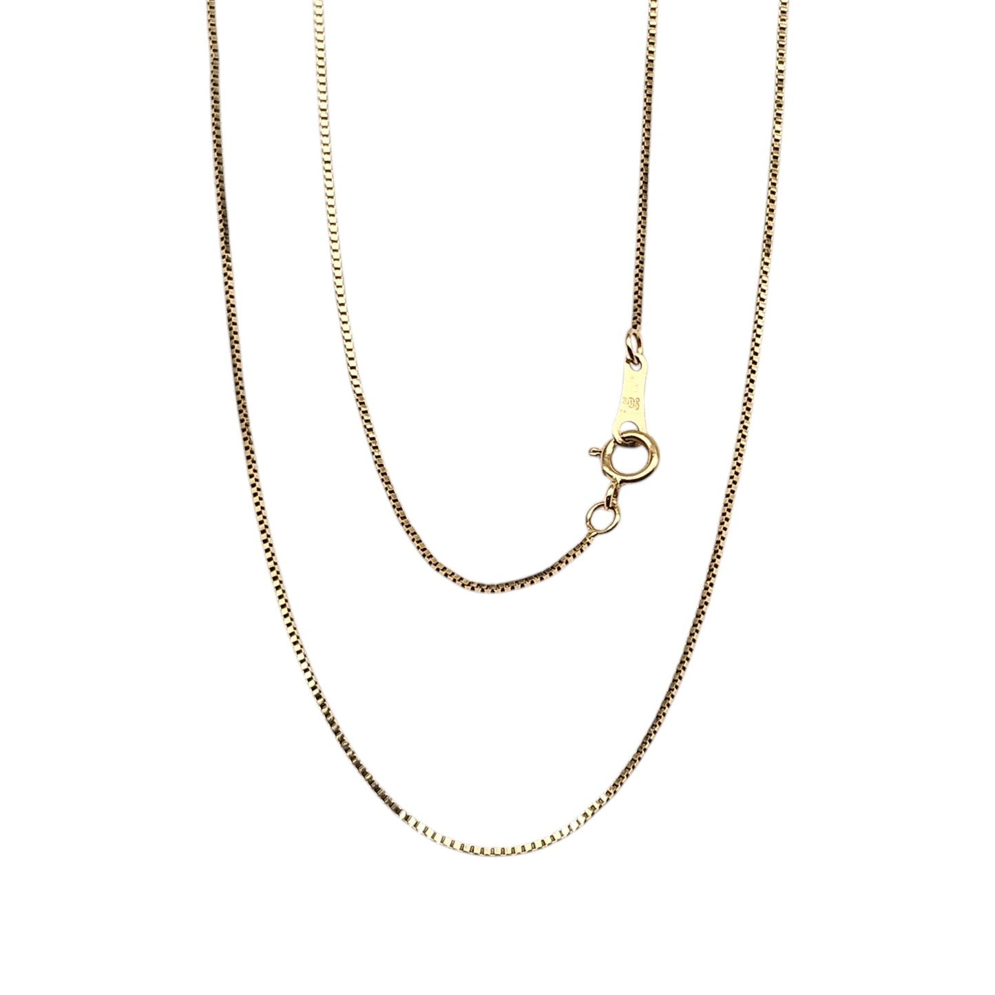 18ct 750 Yellow Gold Box Link Chain L 45.2 cm 1.5 g.