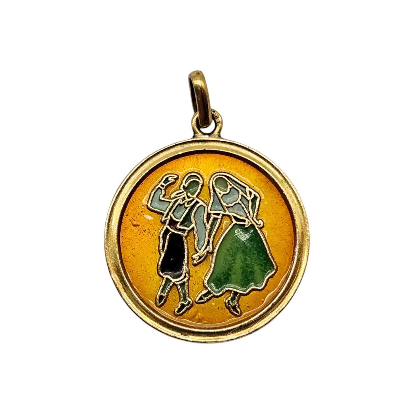 18ct Yellow Gold & Enamel Mallorca Pendant L 1.8 cm 3.8 g.