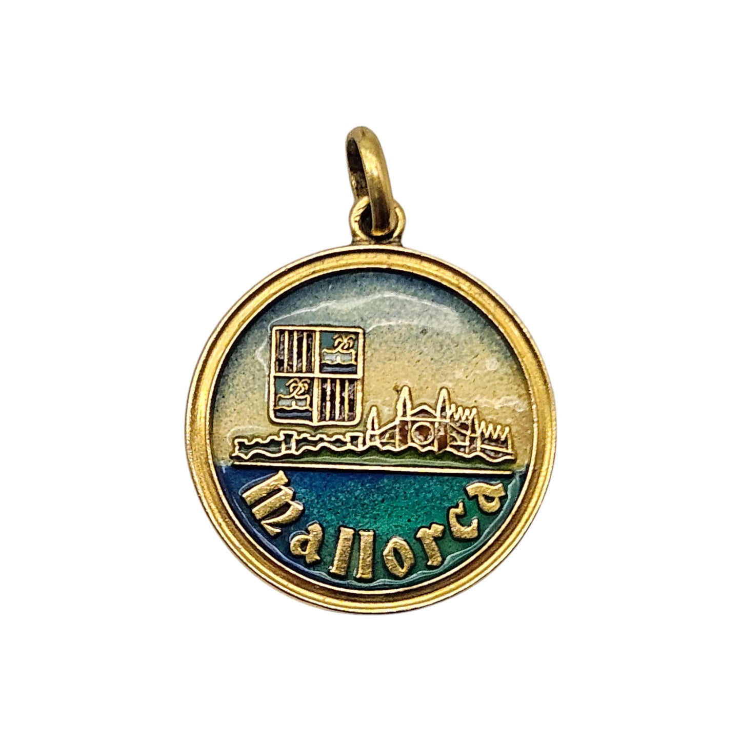 18ct Yellow Gold & Enamel Mallorca Pendant L 1.8 cm 3.8 g.