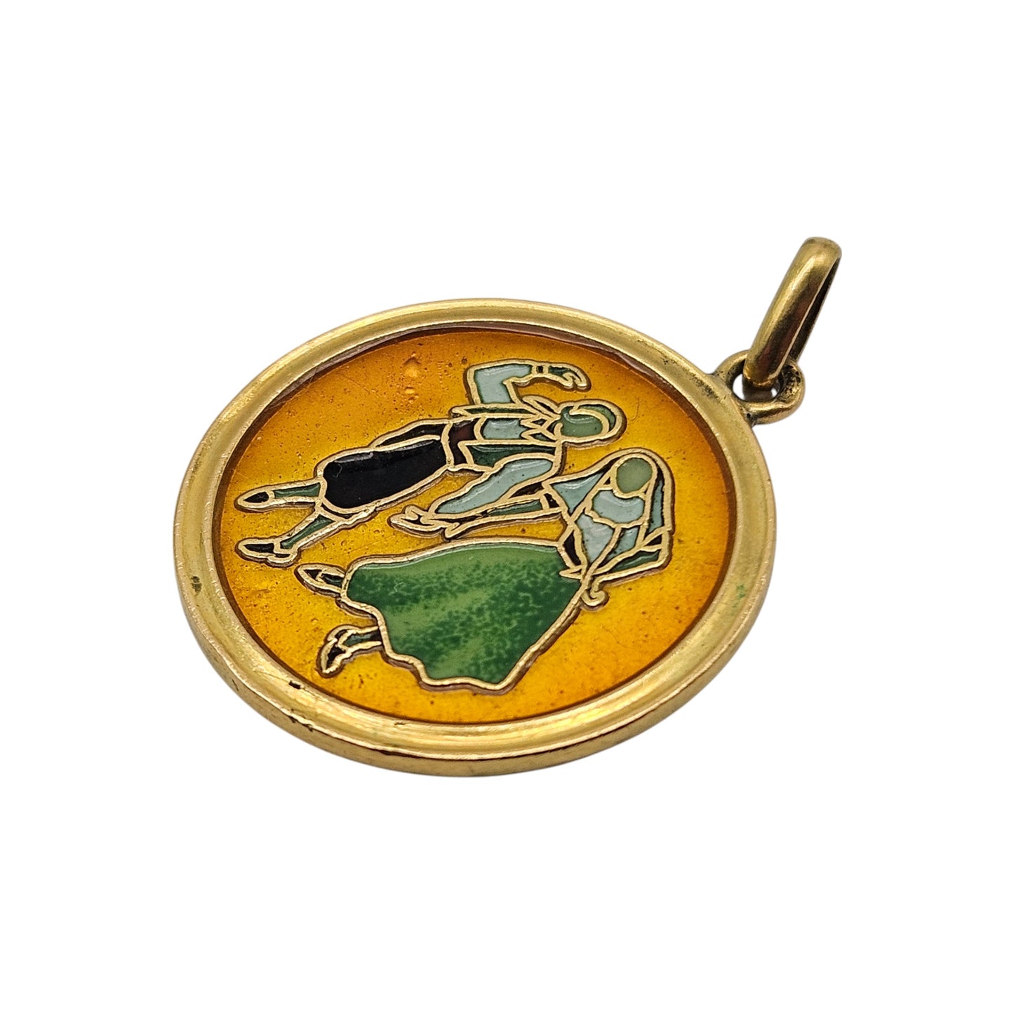 18ct Yellow Gold & Enamel Mallorca Pendant L 1.8 cm 3.8 g.