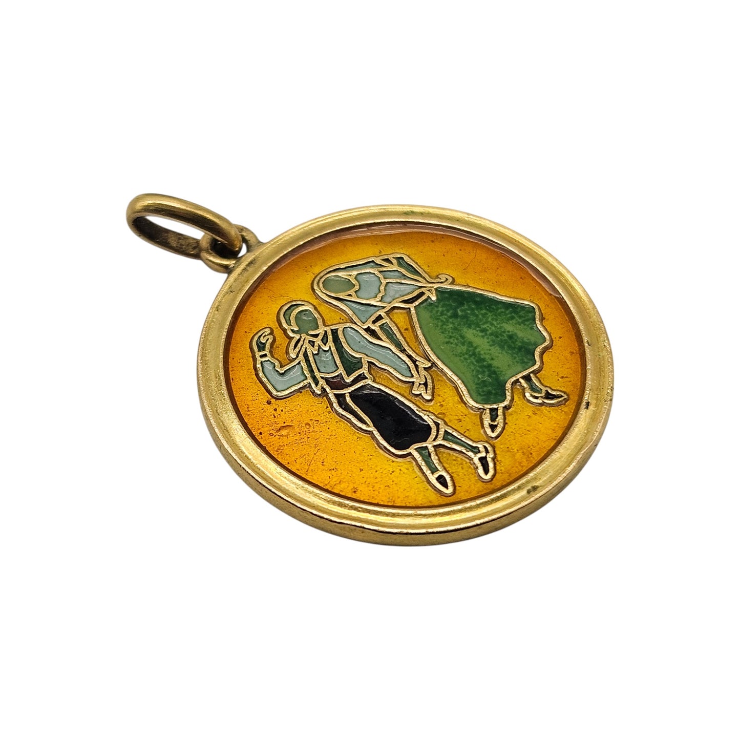 18ct Yellow Gold & Enamel Mallorca Pendant L 1.8 cm 3.8 g.