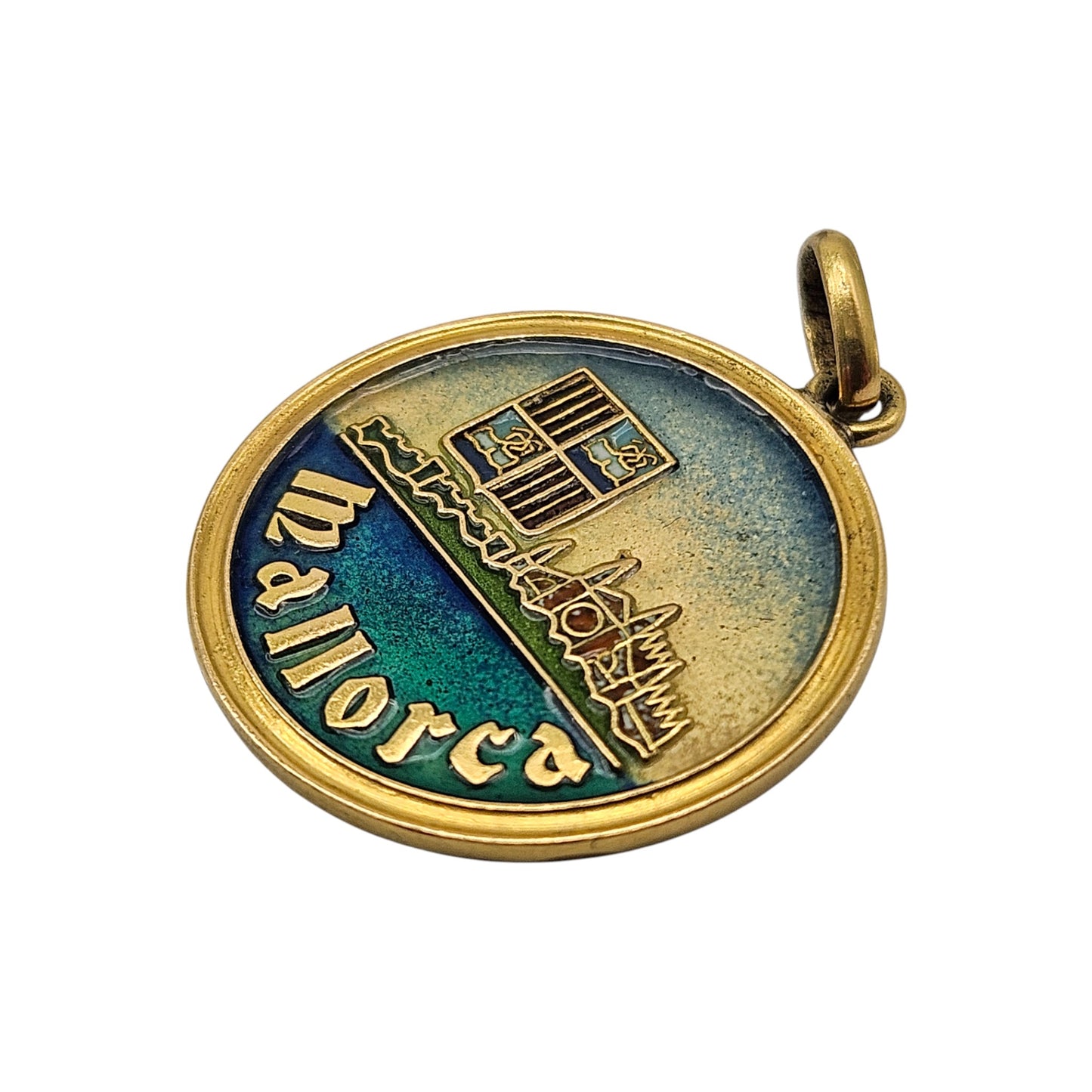 18ct Yellow Gold & Enamel Mallorca Pendant L 1.8 cm 3.8 g.