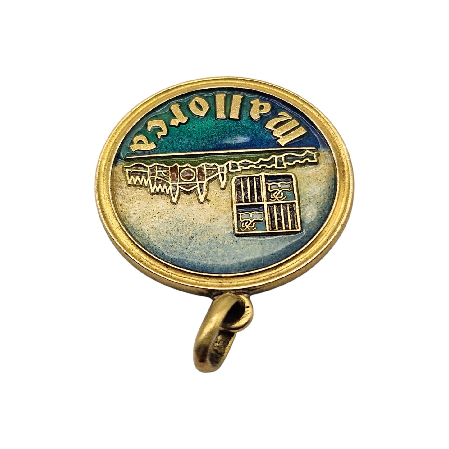 18ct Yellow Gold & Enamel Mallorca Pendant L 1.8 cm 3.8 g.