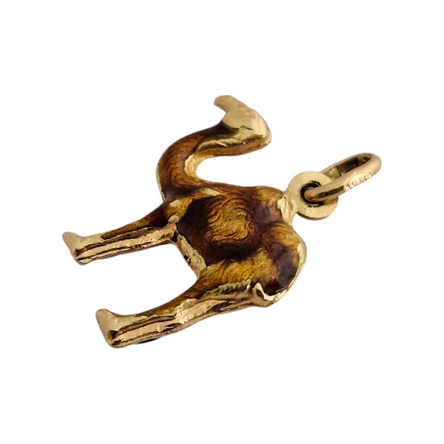 18ct 750 Yellow Gold & Enamel Camel Charm L 1.4 cm 1.6 g