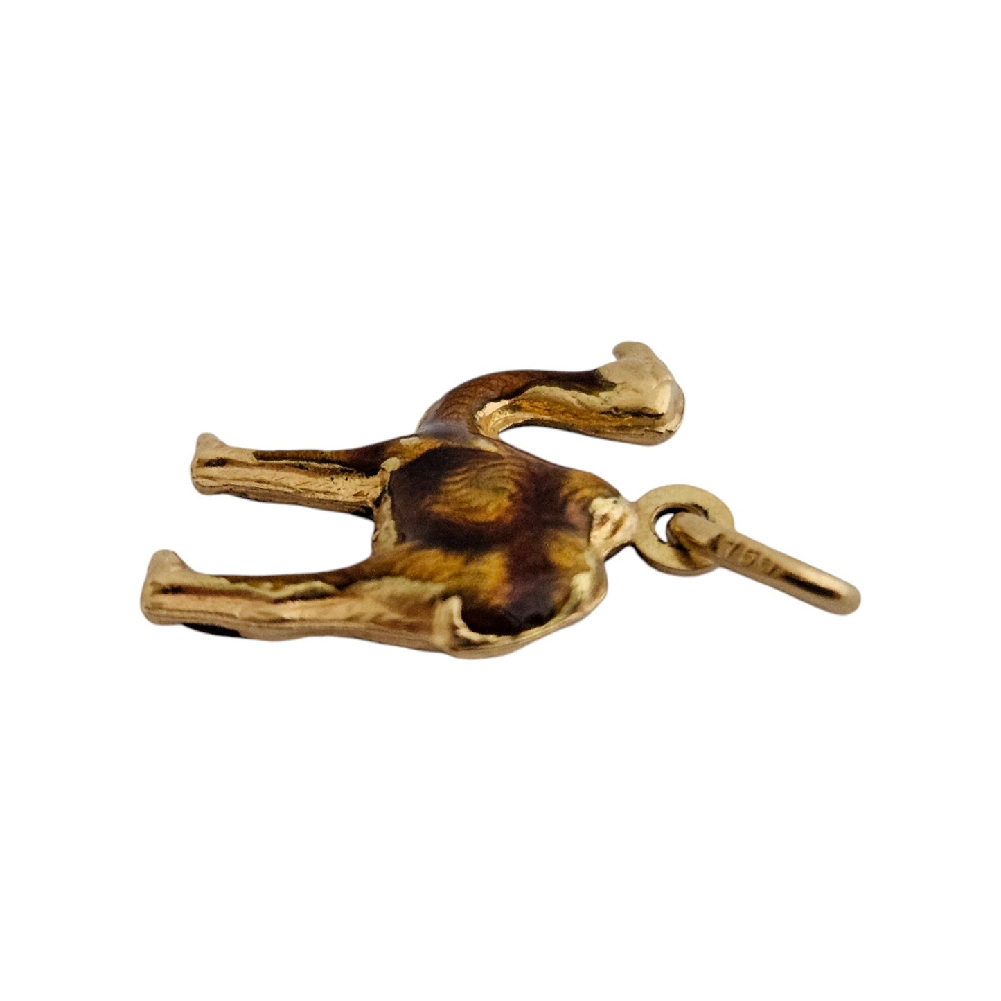 18ct 750 Yellow Gold & Enamel Camel Charm L 1.4 cm 1.6 g