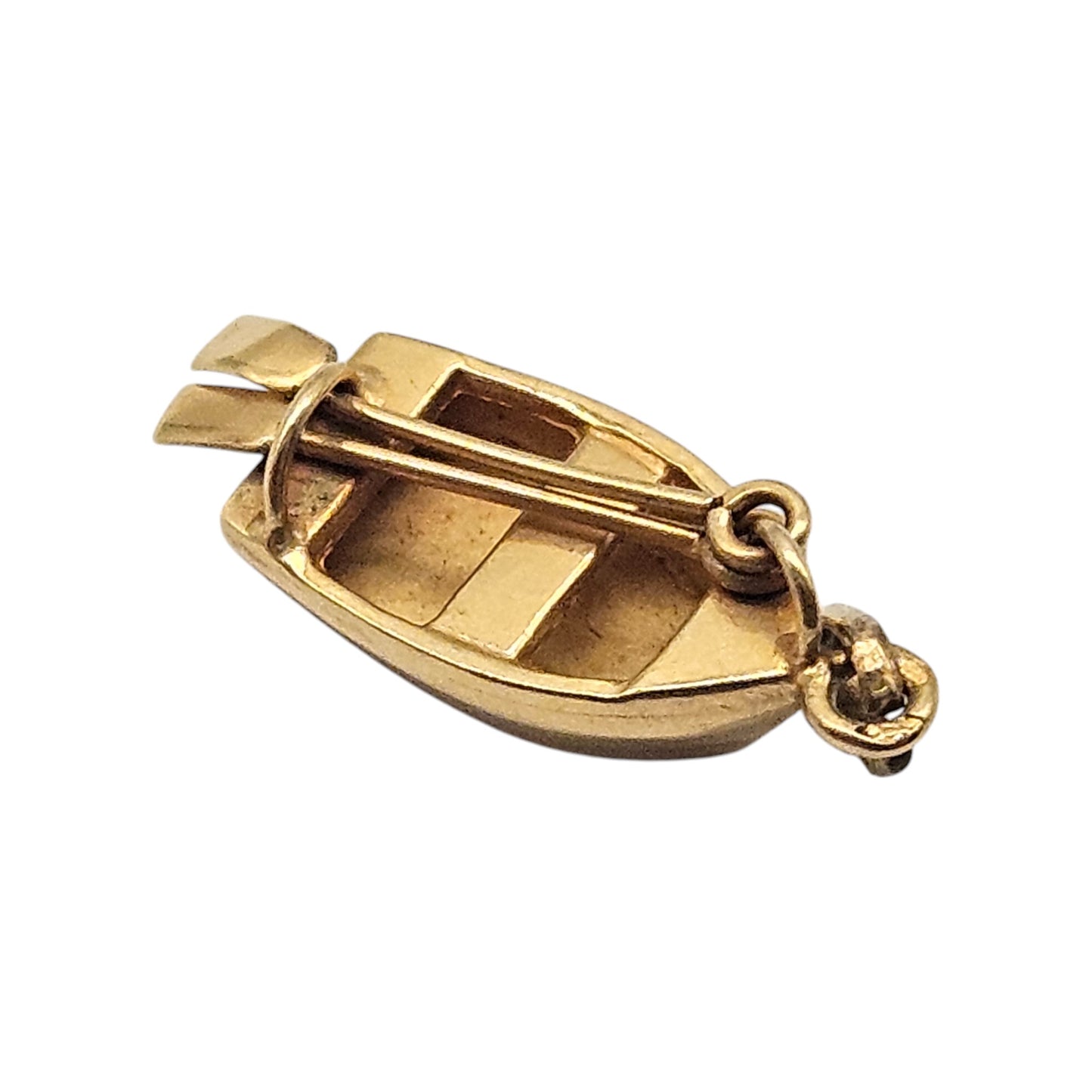 18ct Yellow Gold Boat With Paddles Charm L 1.5 cm 0.7 g.